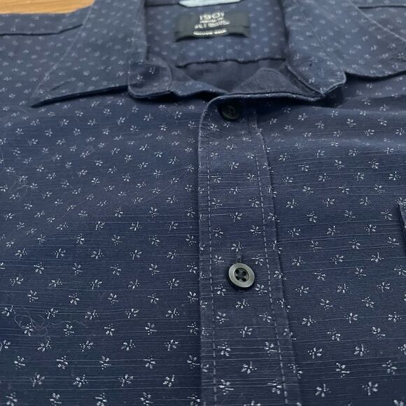 1901 Men’s Blue Fairview Wash Patterned Button Shirt - Picture 4 of 6